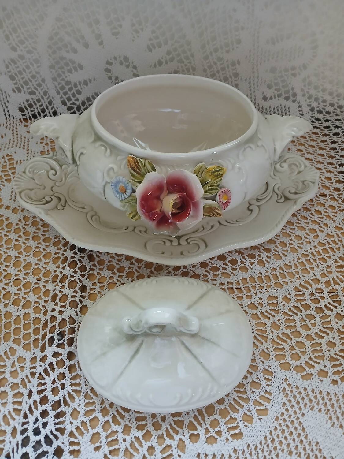 Antique porcelain soup tureen from Naples