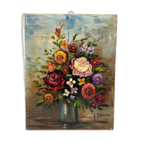 Oil on canvas "bouquet champêtre" Yves Gonec middle twentieth