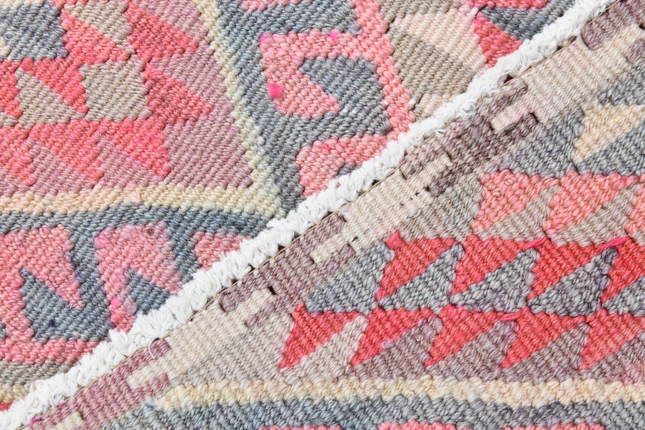 3x12 Soft Wool Pink Oriental Vintage Kilim Runner Rug