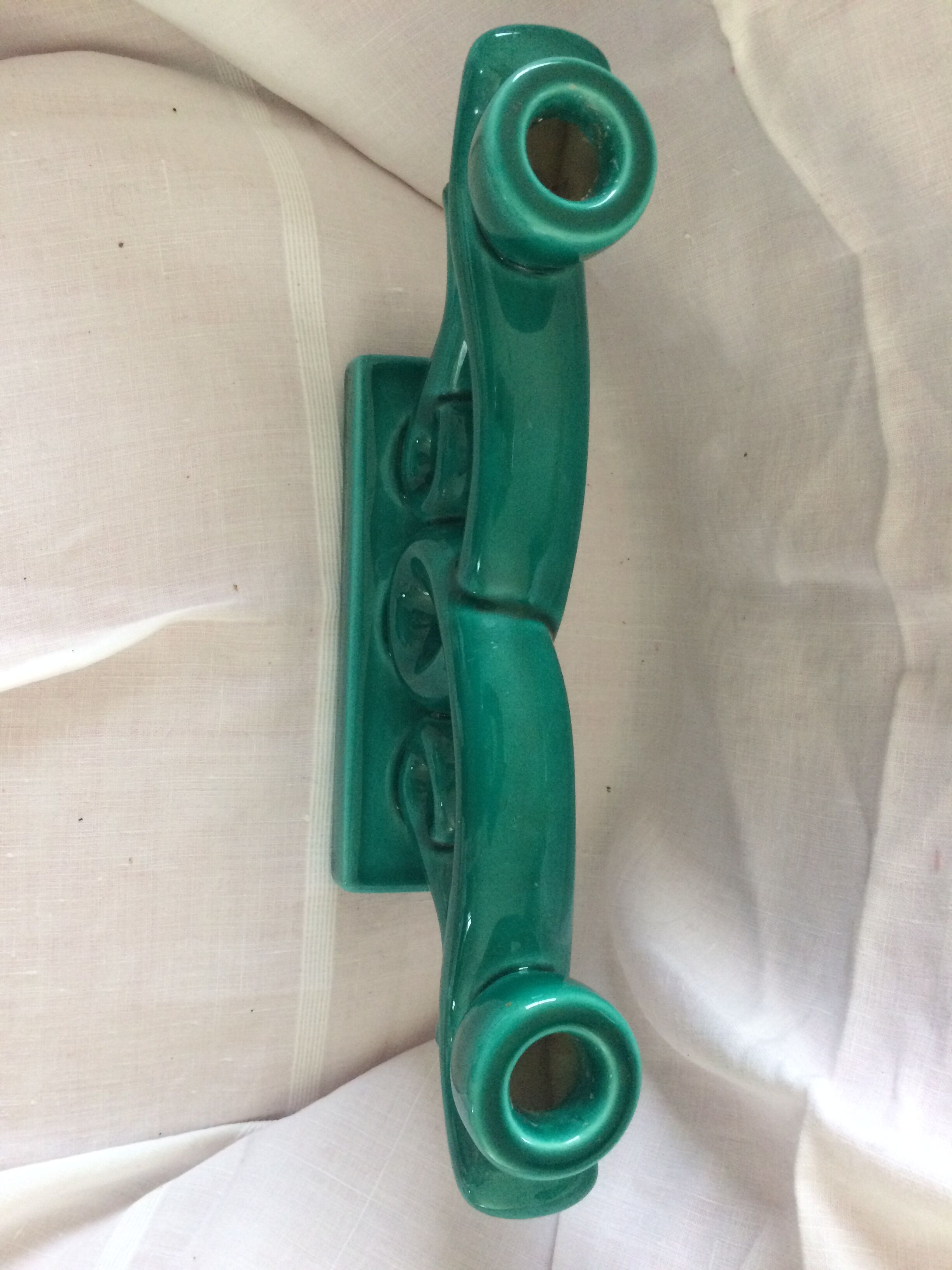 Green candlestick faience 1950s