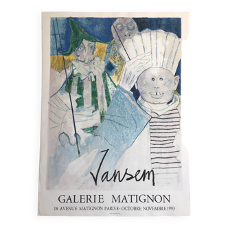 Jean jansen, galerie matignon, 1993. affiche originale en lithographie