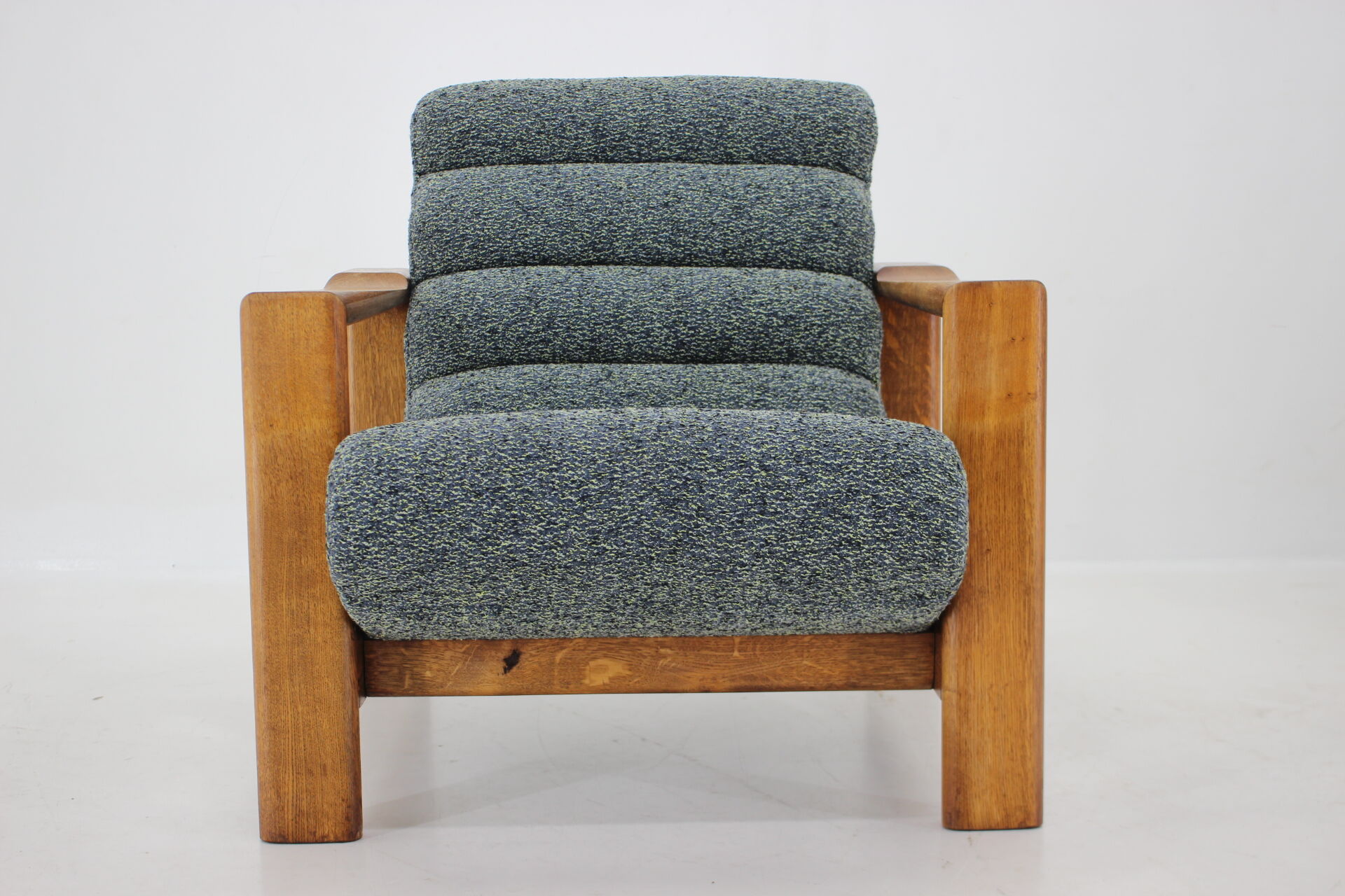 1960s pair of armchairs with stools in oak, Finland
