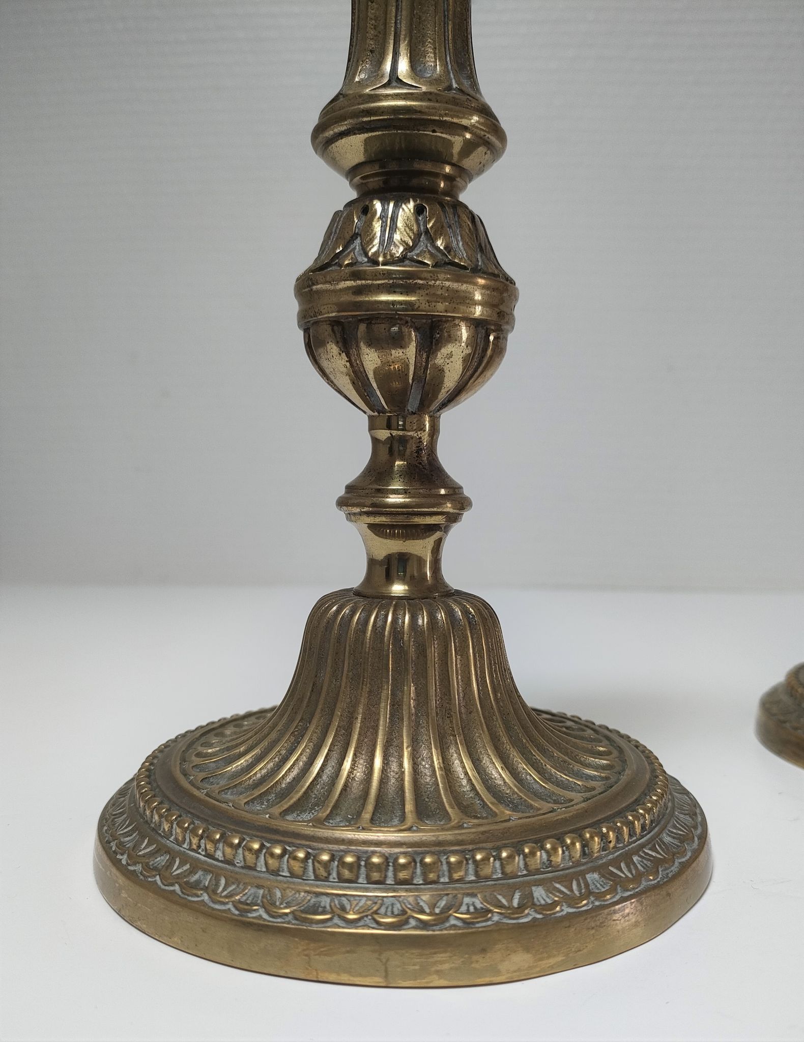 Pair of candle holders torches gilded bronze patinated style louis xvi period 19th century
