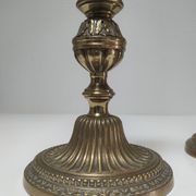 Pair of candle holders torches gilded bronze patinated style louis xvi period 19th century