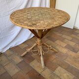 Table ronde en châtaignier vintage