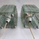 Pair of 80s glass slat lamps