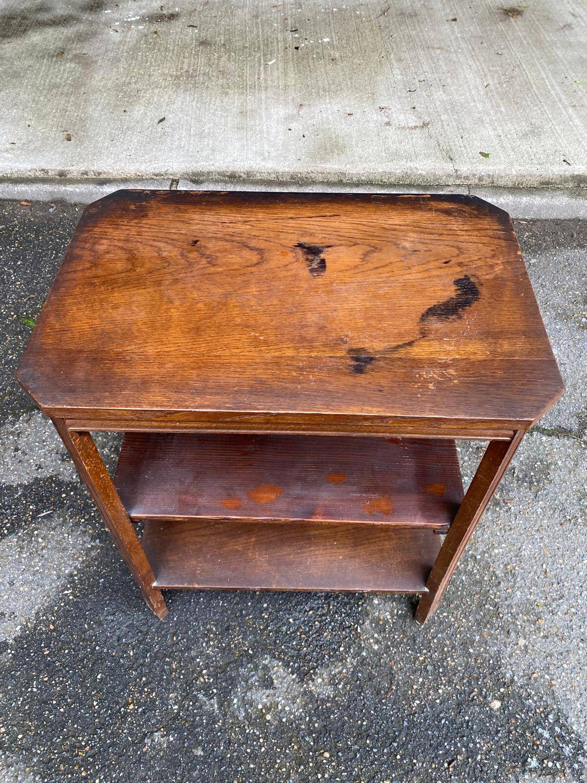 1950s Art Deco solid wood shelf with drawer