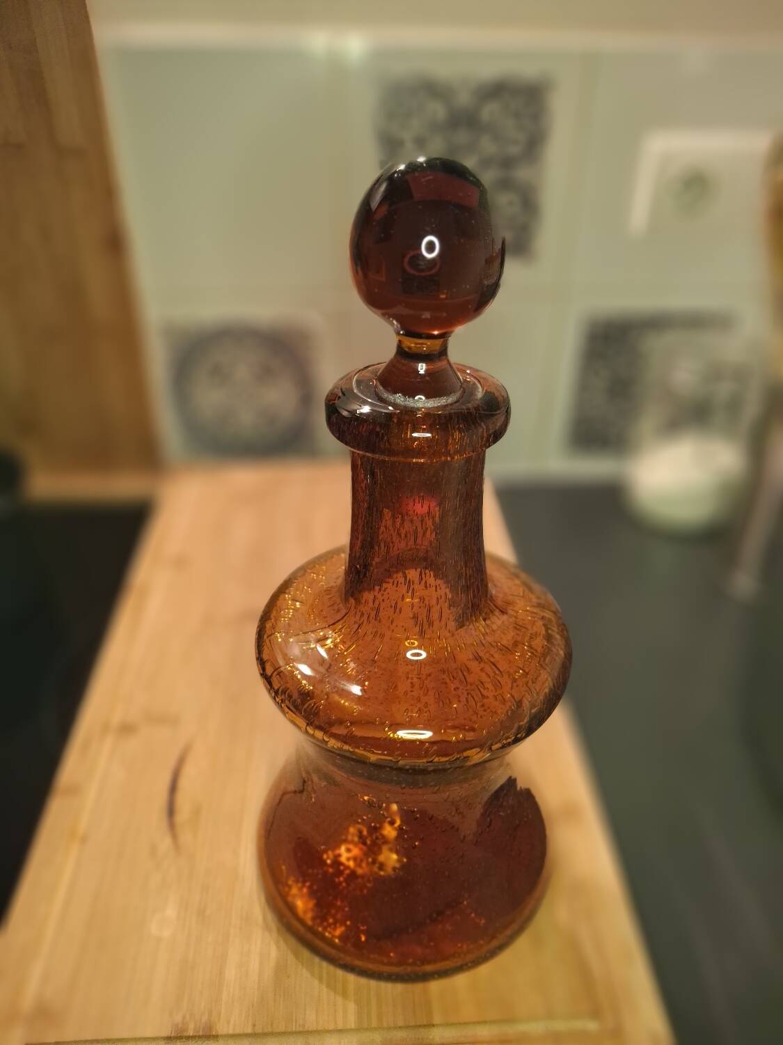 Vase Carafe whisky verre souffle brun