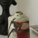 Polychrome raku vase