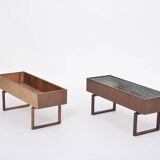 Elegant Danish Midcentury Teak wooden Planter Box with inlay metal tub