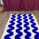 Handmade natural wool rug in blue