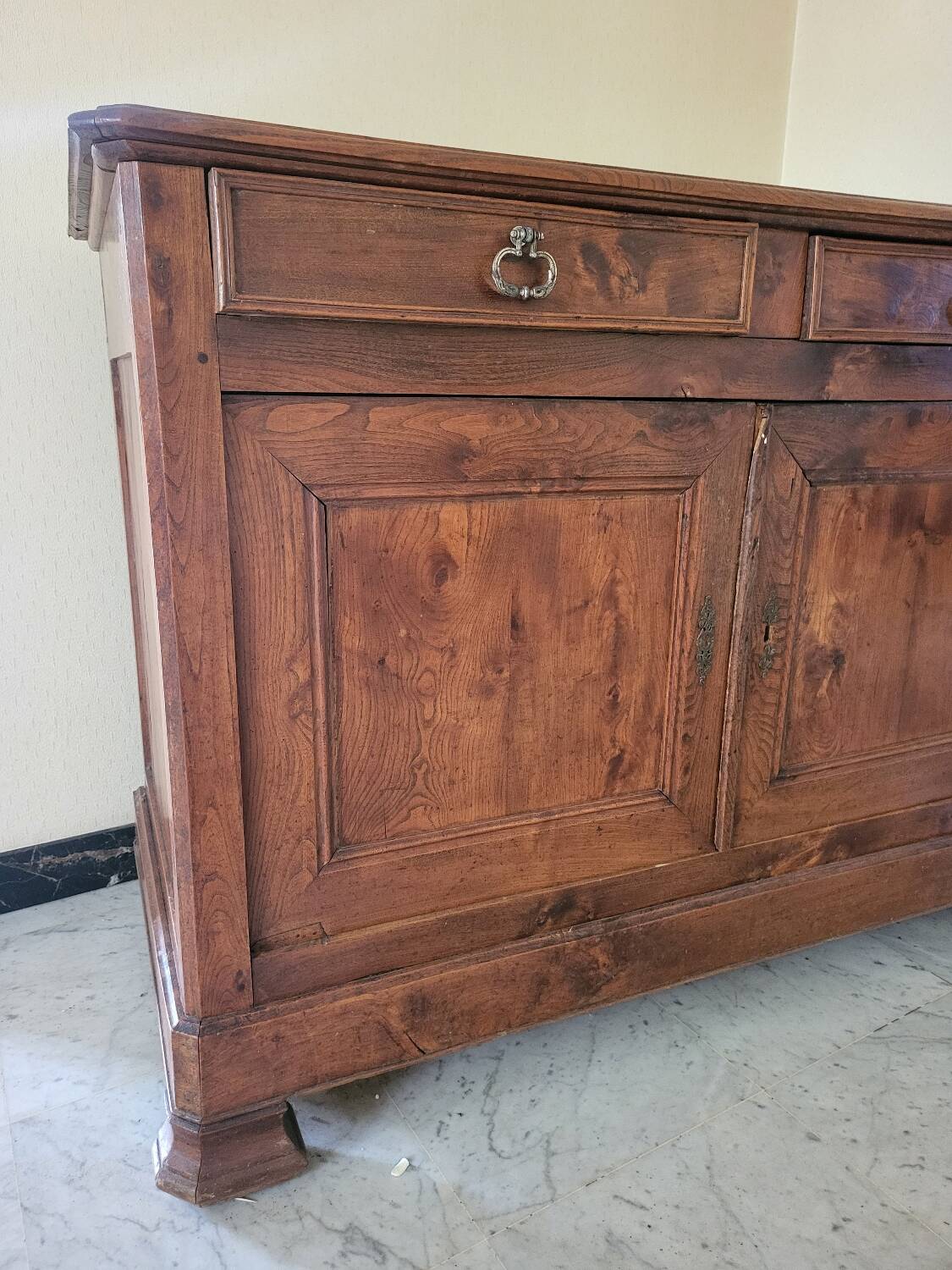 Antique solid wood sideboard – 2 drawers, 2 doors – natural patina