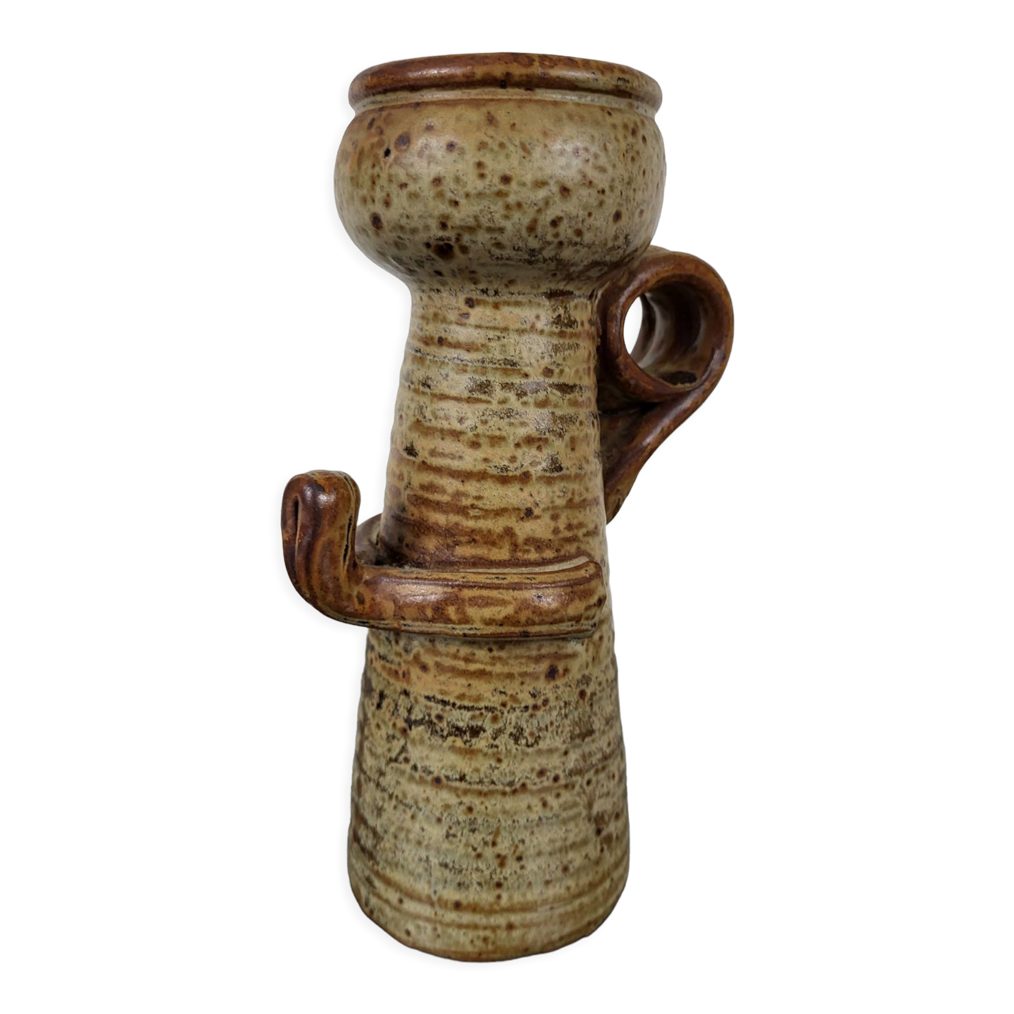 Bougeoir en grès pyrité vintage