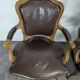 Set of 4 Louis XV style leather armchairs