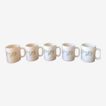 Ensemble de 6 mug arcopal fleuris vintage