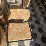5 chaises en bois et tissu, années 60-70