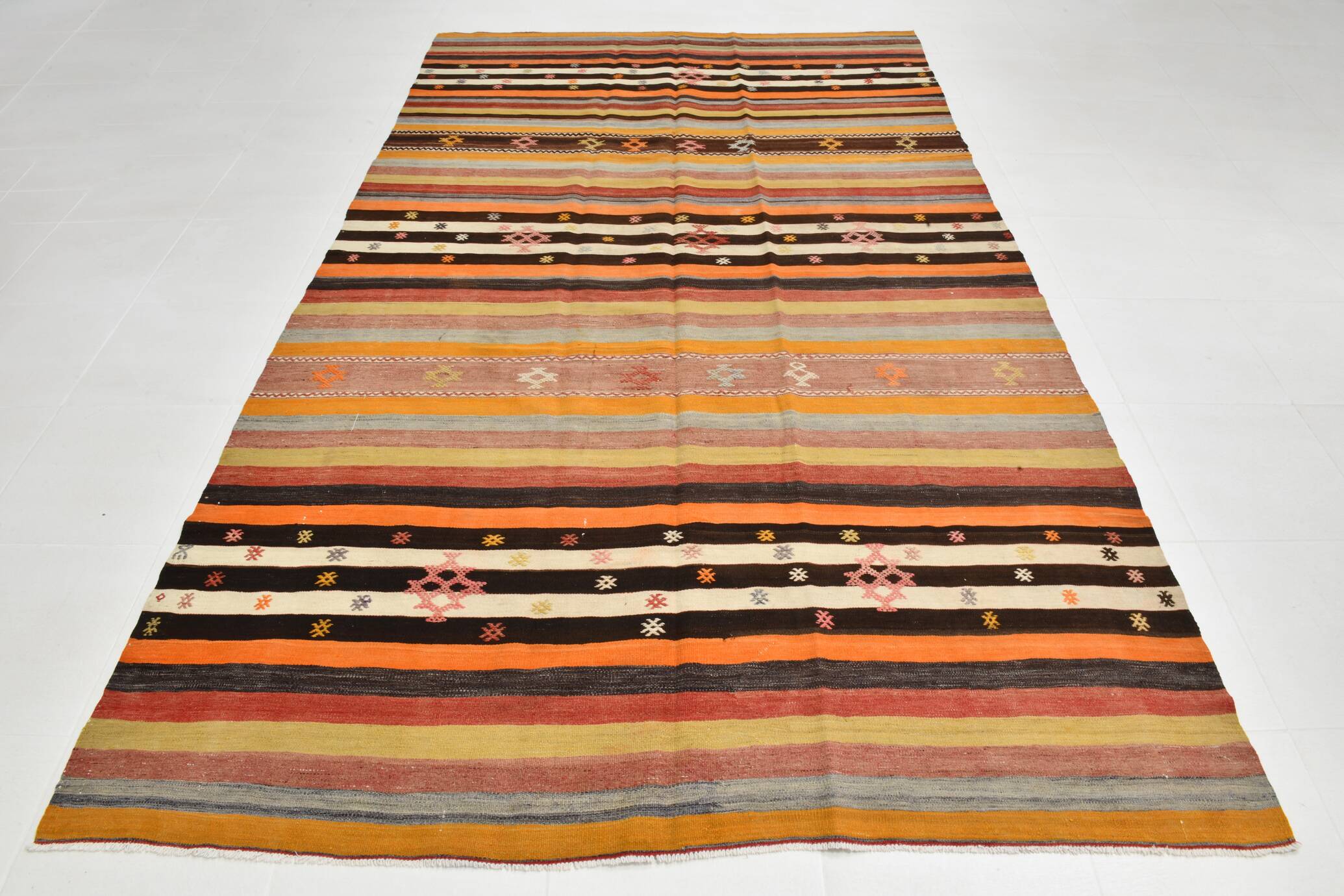 6x11 Multicolor Wool Kilim Rug, 190x322Cm