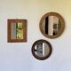Trio de miroirs osier tressée années 50
