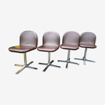 Suite de 4 chaises rotatives années 70 Roche Bobois