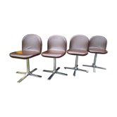 Suite de 4 chaises rotatives années 70 Roche Bobois