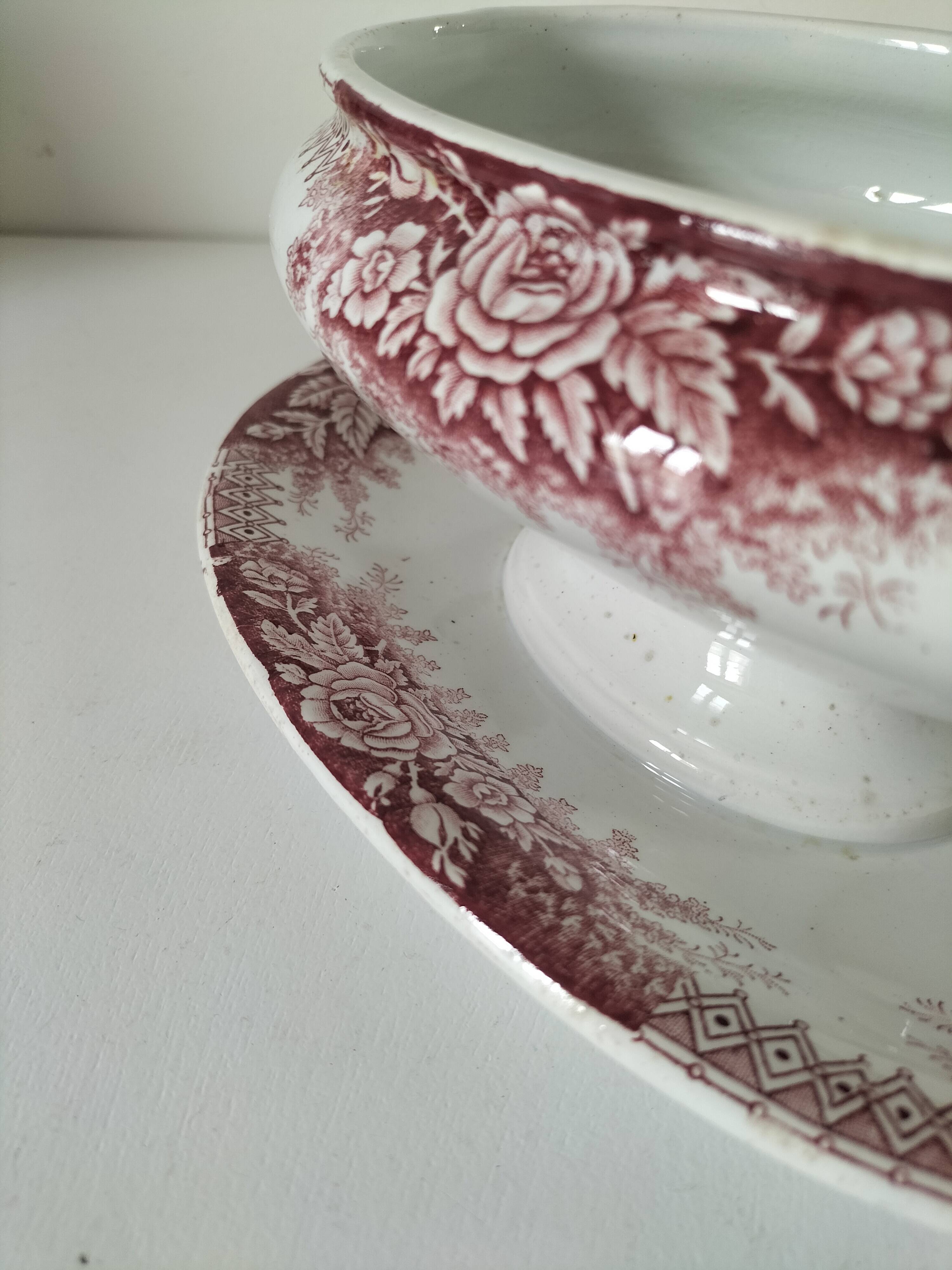 Rare old vegetable dish – Saint-Amand Hamage – English red ironstone