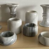 Set of 11 Carrara marble candlesticks from the 70s