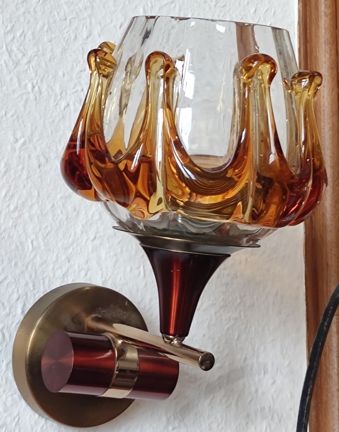 Pair of wall lamps Murano Mazzega, 1970