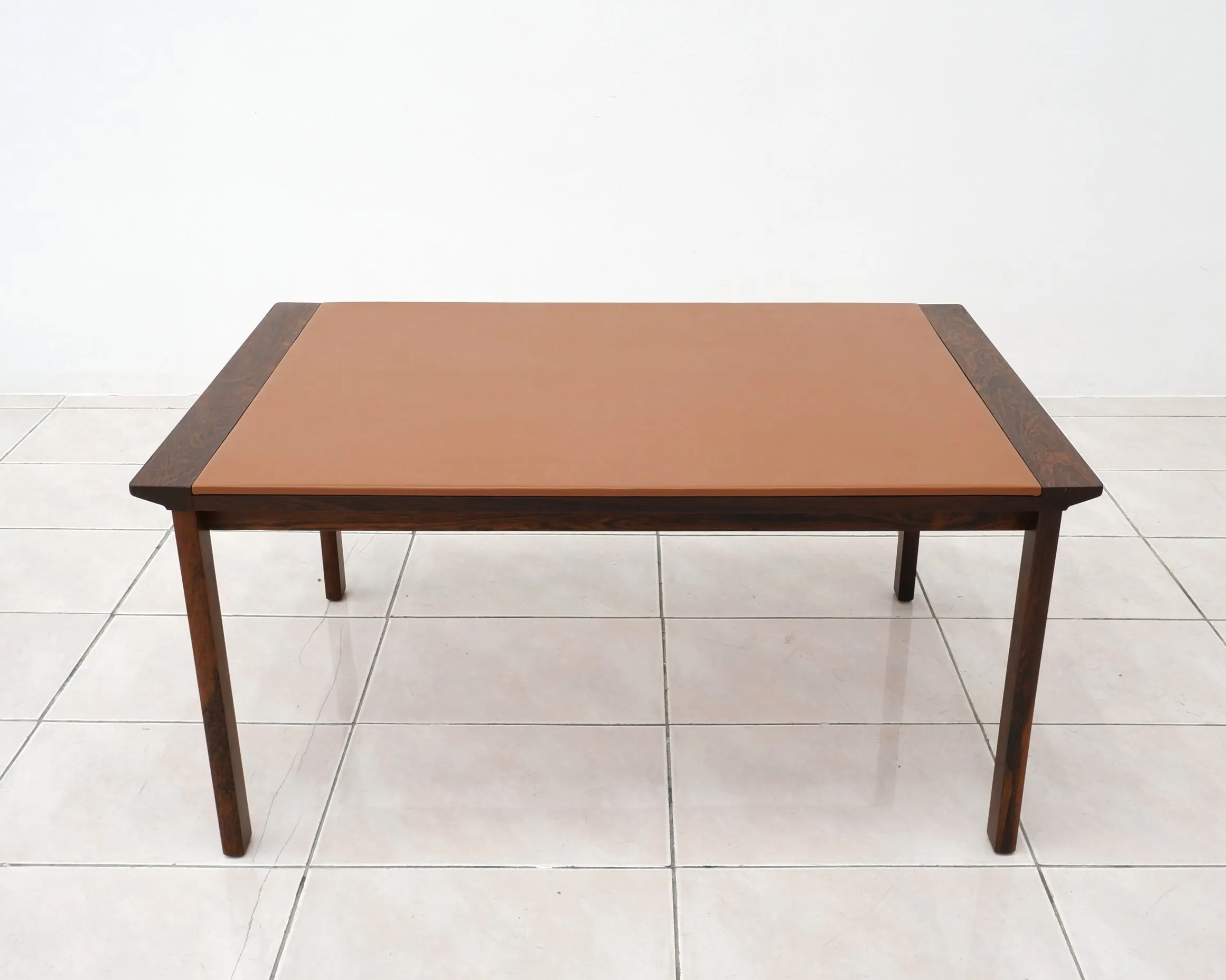 Rosewood and Leather Coffee Table by Hans Olsen
