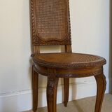 Chaise ancienne cannage bois sculpté