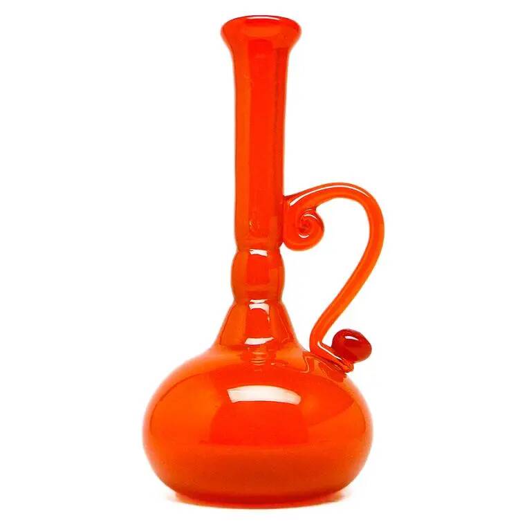 Vase, modernist, orange glass, designed by B. Świstacka, Poland, 1970s