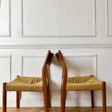 Pair of Scandinavian teak and rope chairs