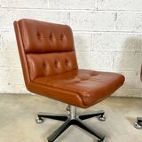 Pair of brown leather armchairs 1980