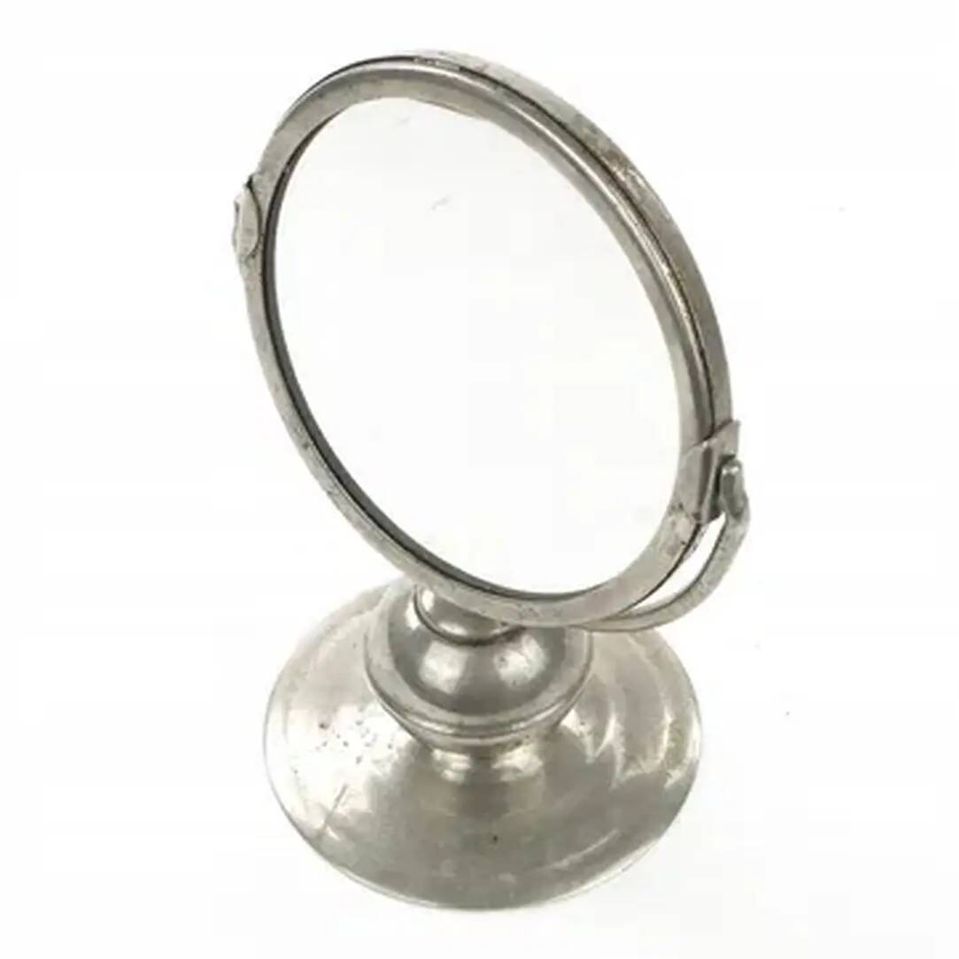 Art deco mirror, nickel-plated brass, Poland, 1950s