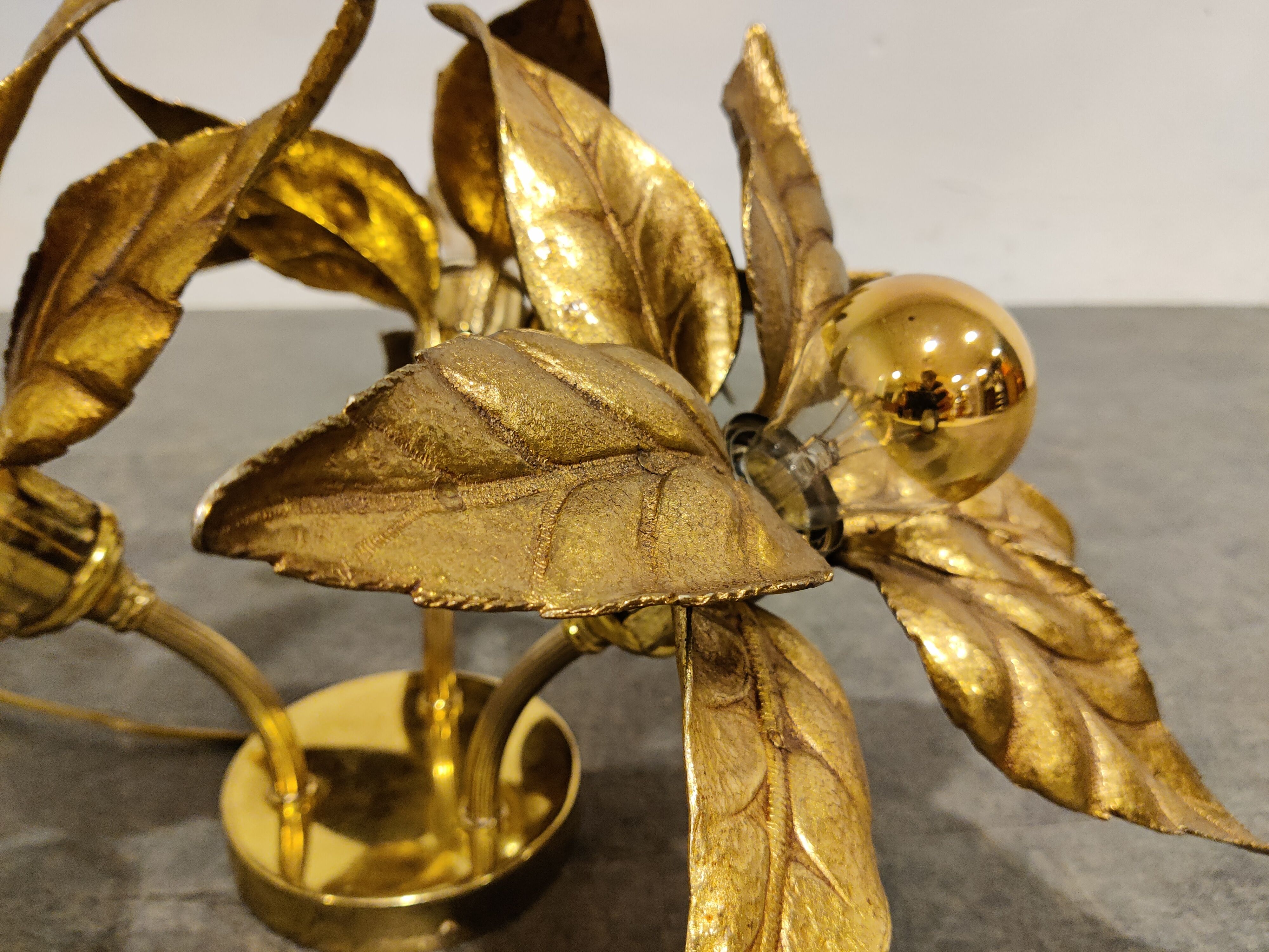 Brass Flower table or ceiling light by Willy Daro, 1970's
