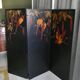 Art Deco lacquer screen with polychrome decoration of fishing martins circa 1930