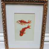 Old framed lithograph: goldfish