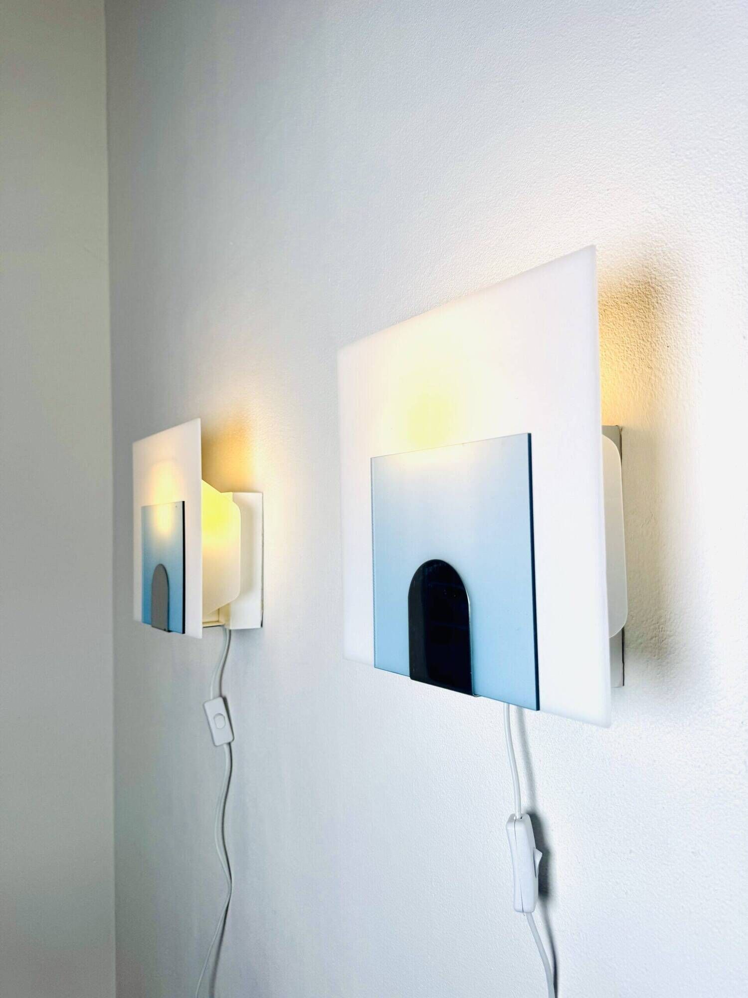 Minimalist Postmodern Square Wall Lights by Nafa Nybro Armaturfabrik, Sweden 1980s