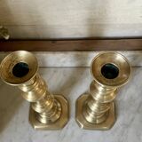 Pair of brass candlesticks from the 19th century.
