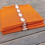6 serviettes de table orange, seventies