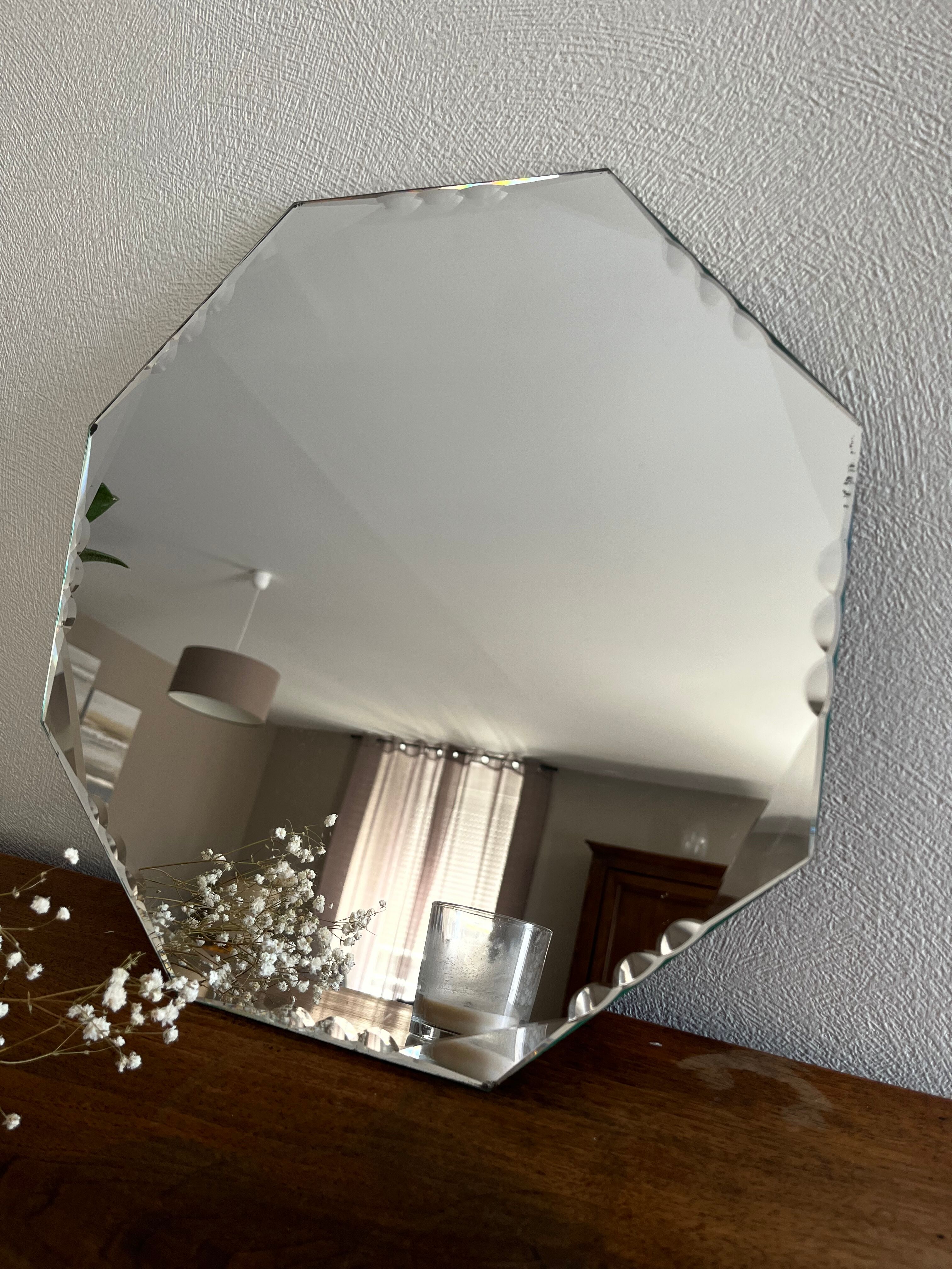 Octagonal beveled mirror 35 x 35 cm