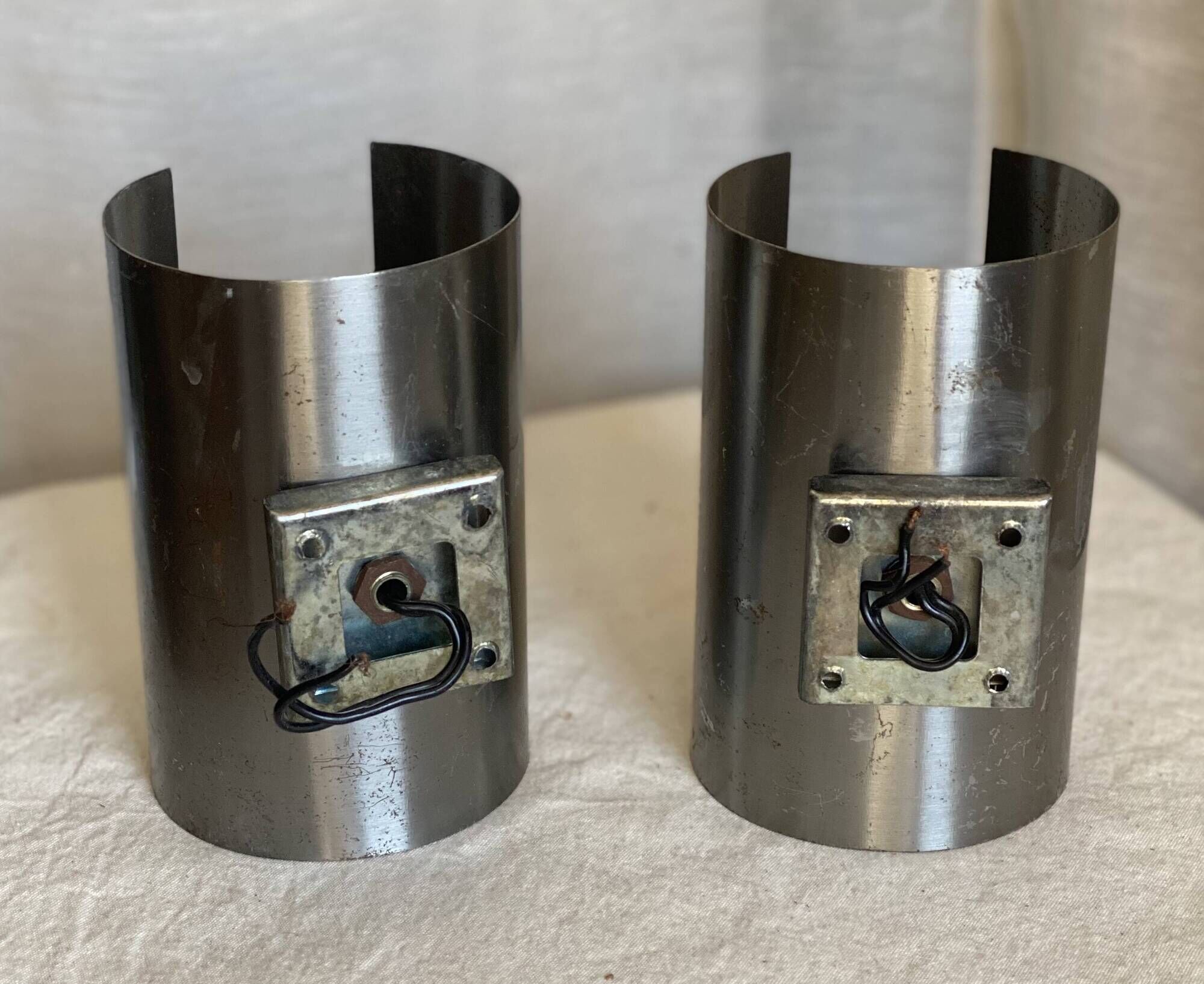 Paire d'appliques tubes chromées vintage 1970 space âge