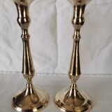 3 Old candle holders in solid golden brass