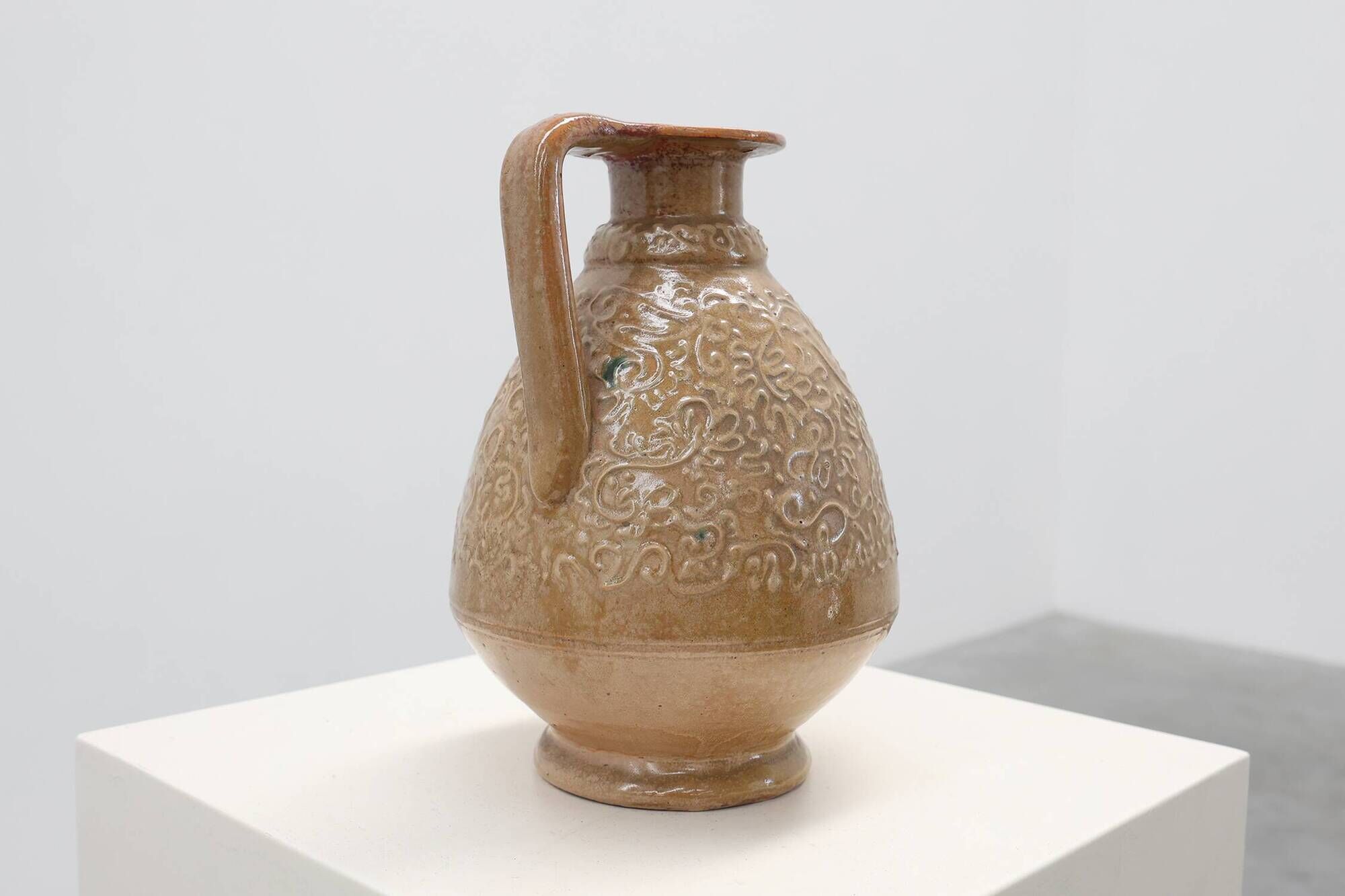 Perignem Salt-Glazed Stoneware Jug with Relief Decoration, Belgium, 1960s