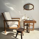 Small oval Art Deco mirror in brown and gold 33x54.