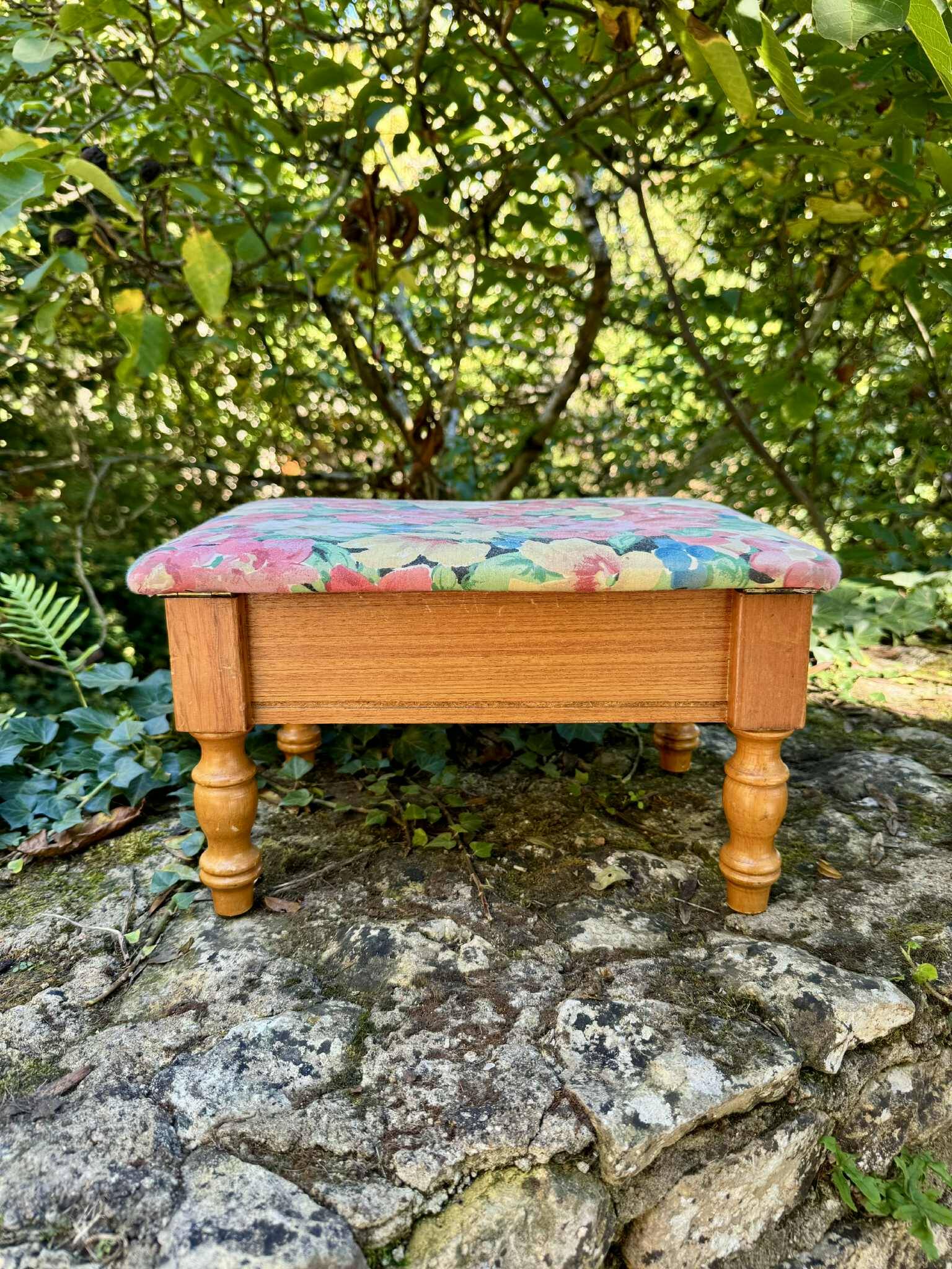 Vintage storage box footrest