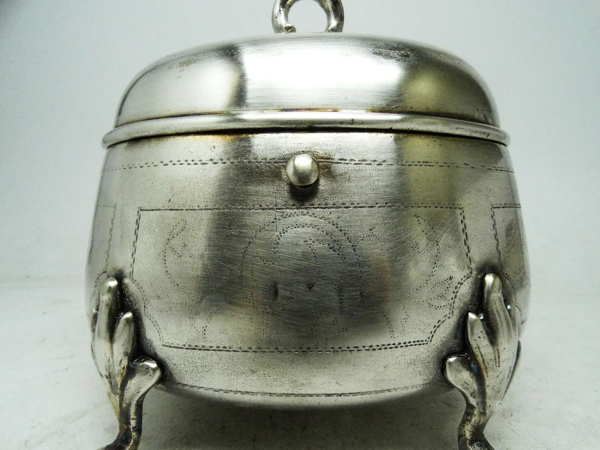 Biedermeier sugar bowl, silver-plated brass, Poland, 19th century