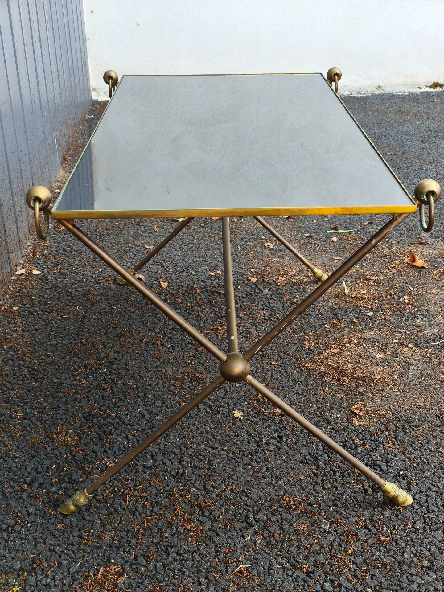 Table basse laiton et verre vintage