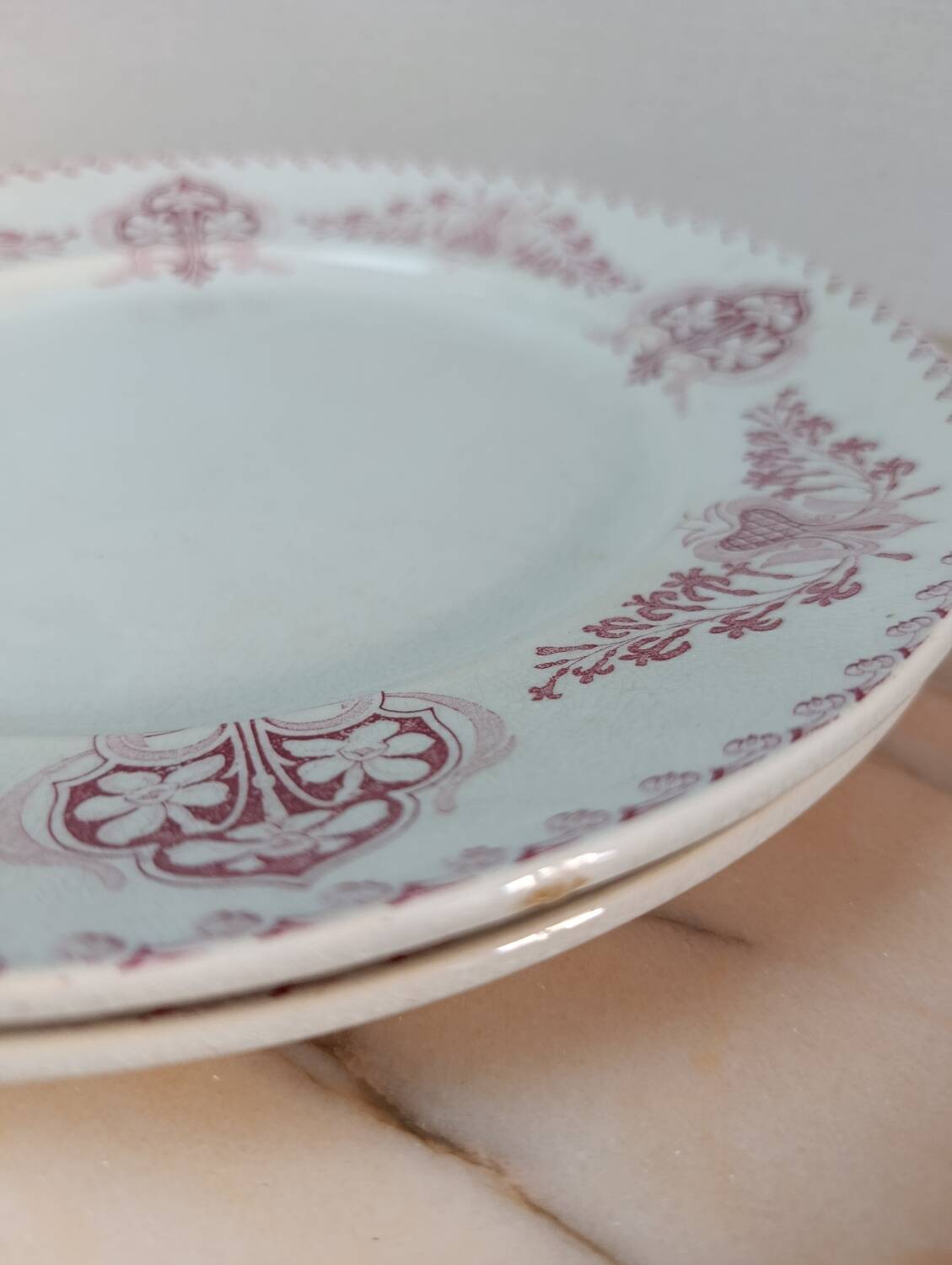 Set of 2 round dishes Lunéville Sébastopol With Lions in Earthenware