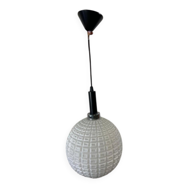 Globe suspendu vintage en opaline blanche / suspension PHILIPS