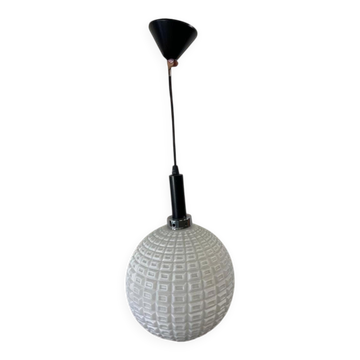 Vintage suspended globe in white opaline / PHILIPS suspension
